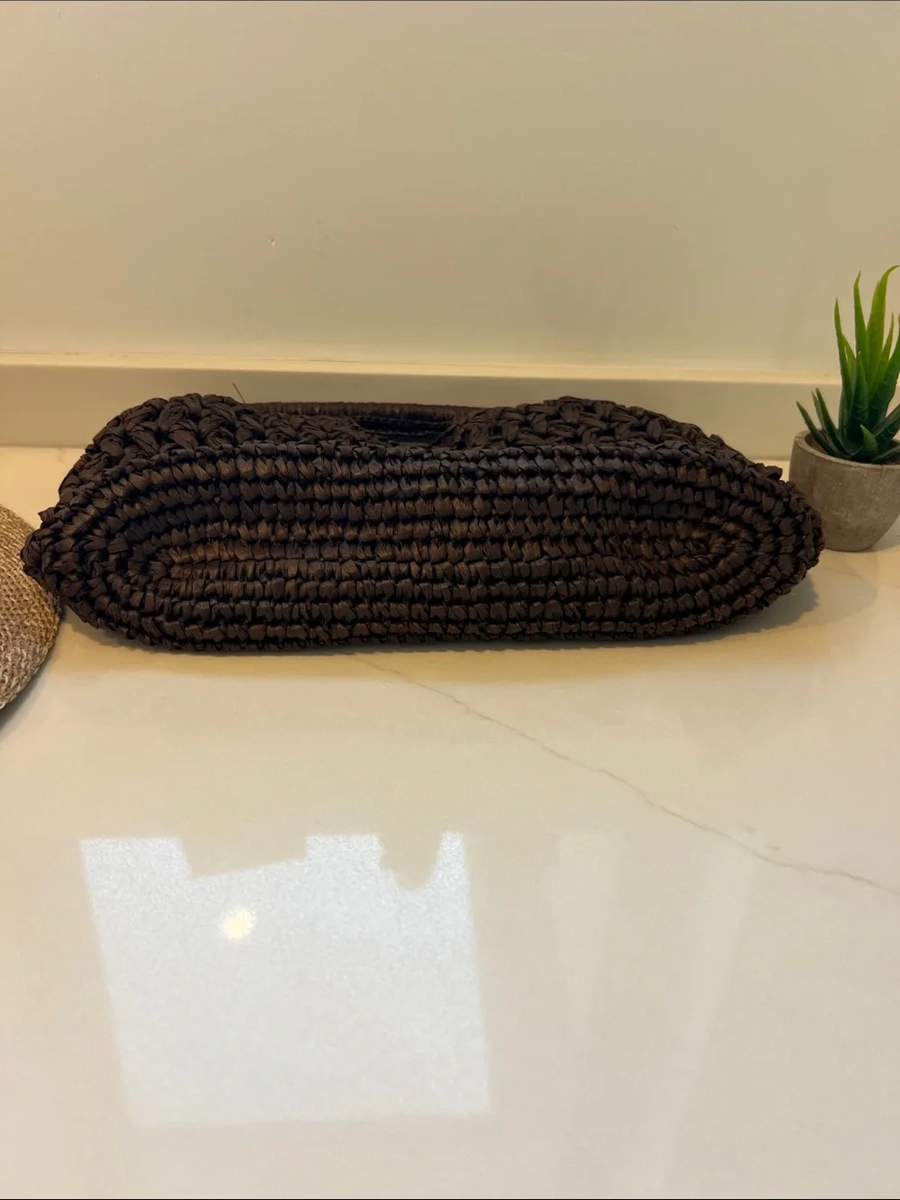 Handwoven Brown Crochet Clutch - Women’s Bags